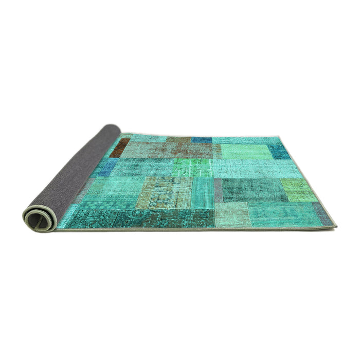 Sideview of Patchwork Turquoise Transitional Rug, con1429turq