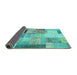 Sideview of Patchwork Turquoise Transitional Rug, con1429turq