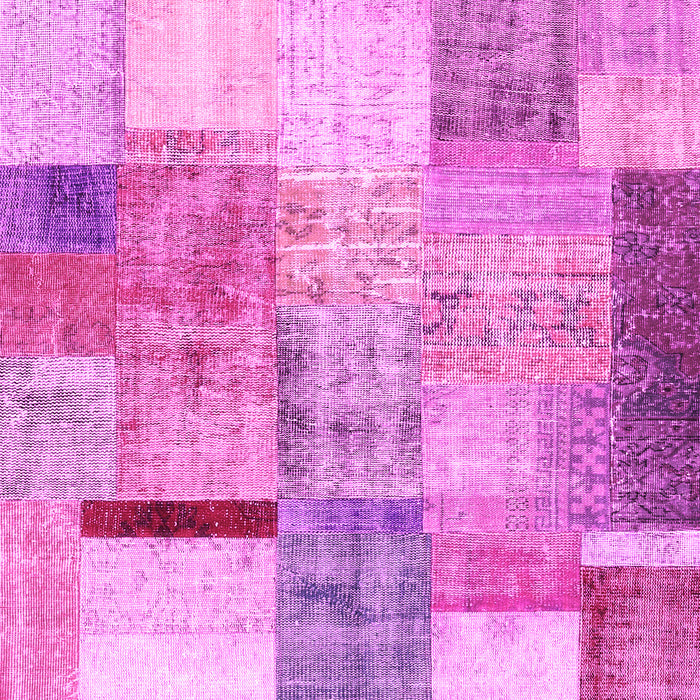 Machine Washable Patchwork Pink Transitional Rug, wshcon1429pnk