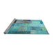 Sideview of Machine Washable Patchwork Light Blue Transitional Rug, wshcon1429lblu