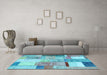 Machine Washable Patchwork Light Blue Transitional Rug in a Living Room, wshcon1429lblu