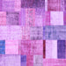 Square Machine Washable Patchwork Purple Transitional Area Rugs, wshcon1429pur