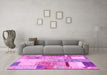 Machine Washable Patchwork Pink Transitional Rug in a Living Room, wshcon1429pnk