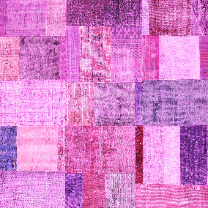 Square Machine Washable Patchwork Pink Transitional Rug, wshcon1429pnk