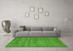 Machine Washable Abstract Green Contemporary Area Rugs in a Living Room,, wshcon142grn