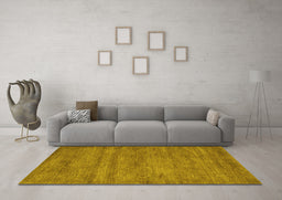 Machine Washable Abstract Yellow Contemporary Rug in a Living Room, wshcon142yw