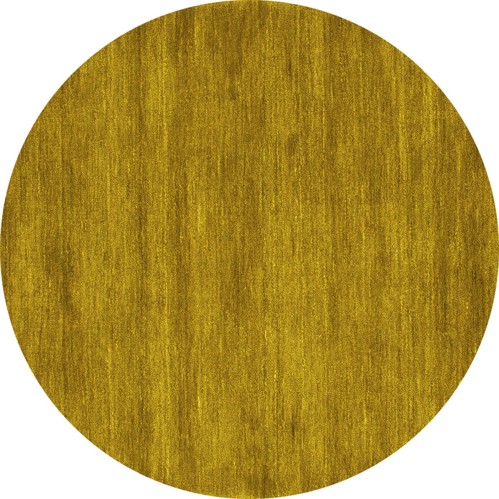Round Abstract Yellow Contemporary Rug, con142yw