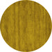 Round Abstract Yellow Contemporary Rug, con142yw