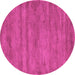 Round Machine Washable Abstract Pink Contemporary Rug, wshcon142pnk