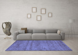 Machine Washable Abstract Blue Contemporary Rug in a Living Room, wshcon142blu