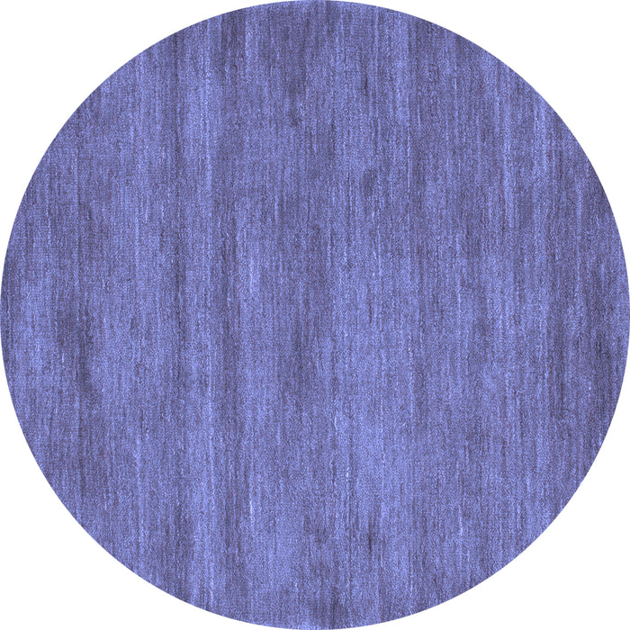 Round Abstract Blue Contemporary Rug, con142blu
