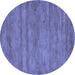 Round Abstract Blue Contemporary Rug, con142blu