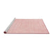 Serging Thickness of Machine Washable Contemporary Pastel Pink Rug, wshcon143