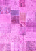 Machine Washable Patchwork Pink Transitional Rug, wshcon1430pnk