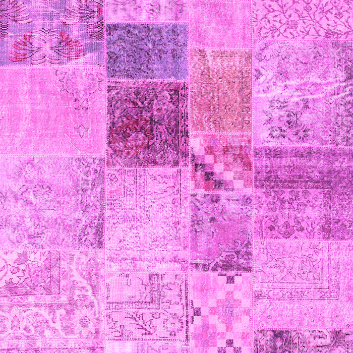 Machine Washable Patchwork Pink Transitional Rug, wshcon1430pnk