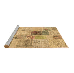 Sideview of Machine Washable Patchwork Brown Transitional Rug, wshcon1430brn