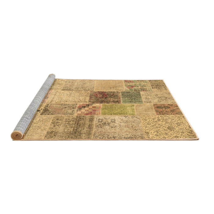 Sideview of Machine Washable Patchwork Brown Transitional Rug, wshcon1430brn