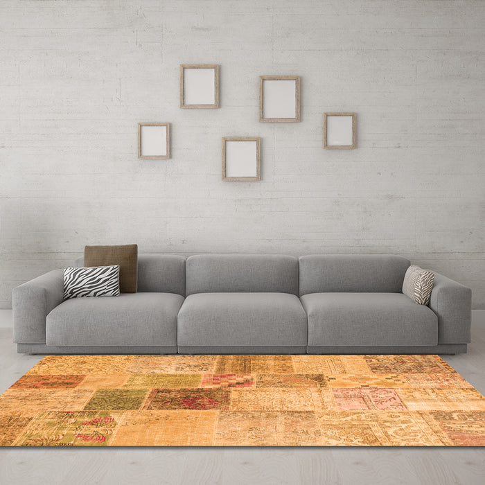 Machine Washable Patchwork Orange Transitional Area Rugs in a Living Room, wshcon1430org