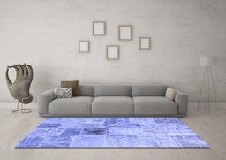 Machine Washable Patchwork Blue Transitional Rug in a Living Room, wshcon1430blu