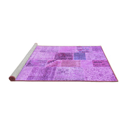 Sideview of Machine Washable Patchwork Purple Transitional Area Rugs, wshcon1430pur