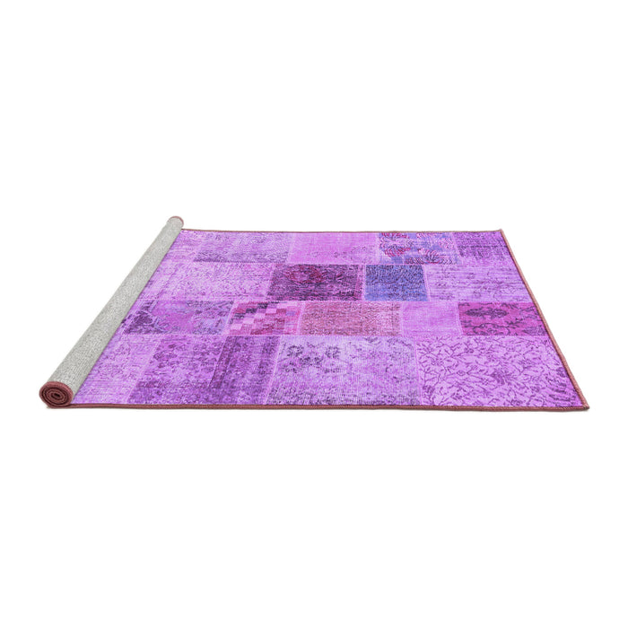 Sideview of Machine Washable Patchwork Purple Transitional Area Rugs, wshcon1430pur