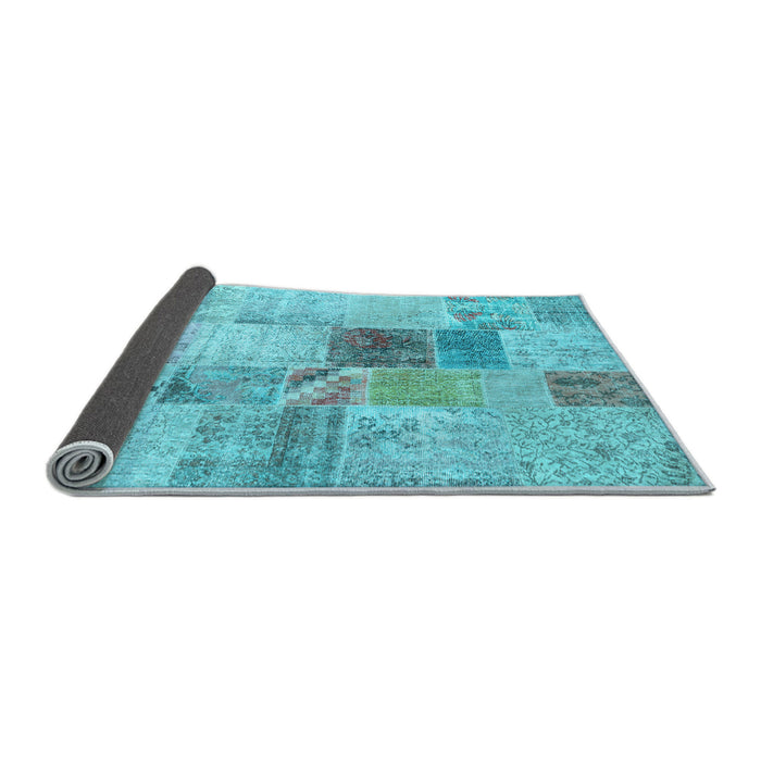 Sideview of Patchwork Light Blue Transitional Rug, con1430lblu