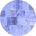 Round Patchwork Blue Transitional Rug, con1430blu