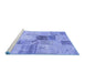 Sideview of Machine Washable Patchwork Blue Transitional Rug, wshcon1430blu