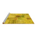 Sideview of Machine Washable Patchwork Yellow Transitional Rug, wshcon1430yw