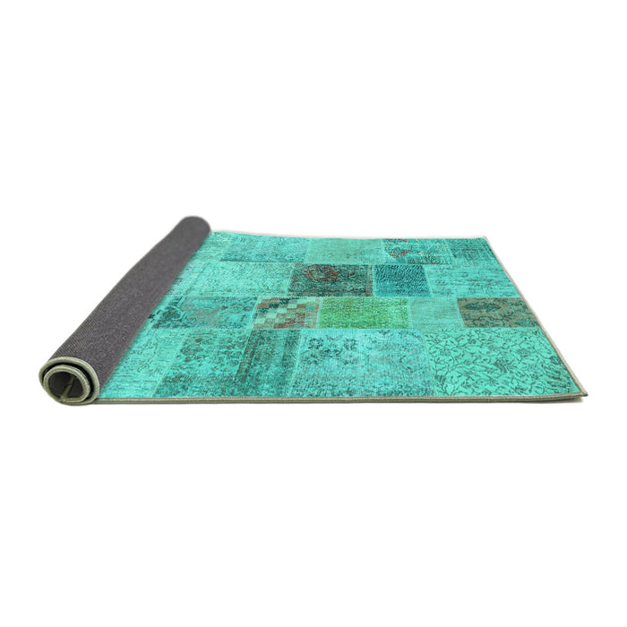 Sideview of Patchwork Turquoise Transitional Rug, con1430turq
