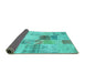 Sideview of Patchwork Turquoise Transitional Rug, con1430turq