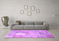 Machine Washable Patchwork Purple Transitional Rug, wshcon1431pur