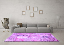 Machine Washable Patchwork Purple Transitional Area Rugs in a Living Room, wshcon1431pur