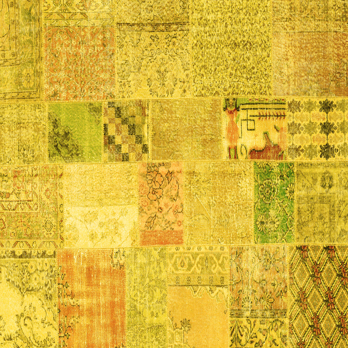 Square Patchwork Yellow Transitional Rug, con1431yw