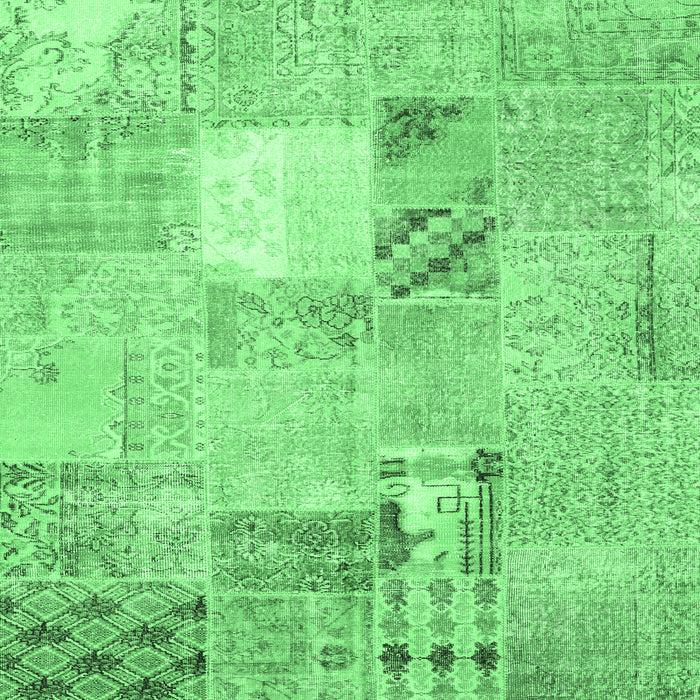 Square Patchwork Emerald Green Transitional Rug, con1431emgrn
