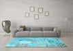 Machine Washable Patchwork Light Blue Transitional Rug in a Living Room, wshcon1431lblu