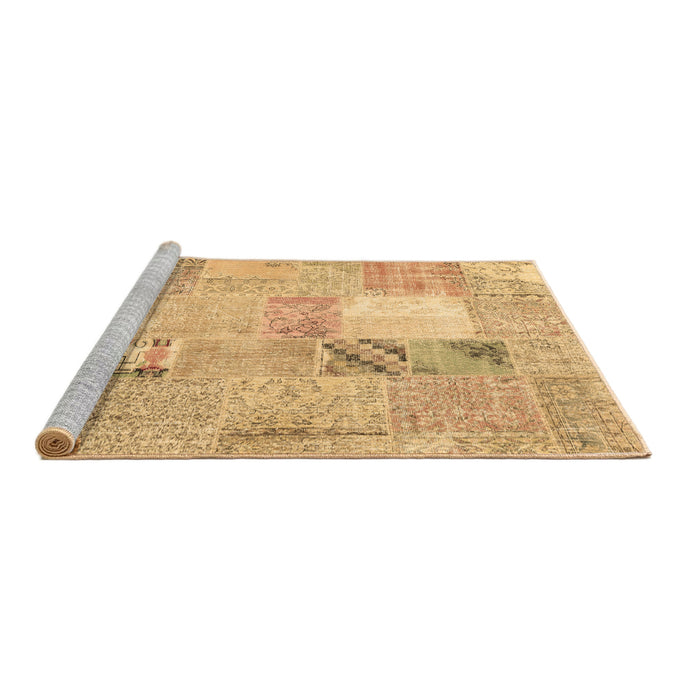 Sideview of Machine Washable Patchwork Brown Transitional Rug, wshcon1431brn