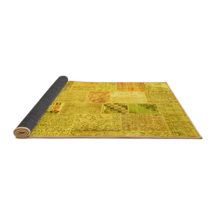 Sideview of Patchwork Yellow Transitional Rug, con1431yw