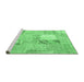 Sideview of Machine Washable Patchwork Emerald Green Transitional Area Rugs, wshcon1431emgrn