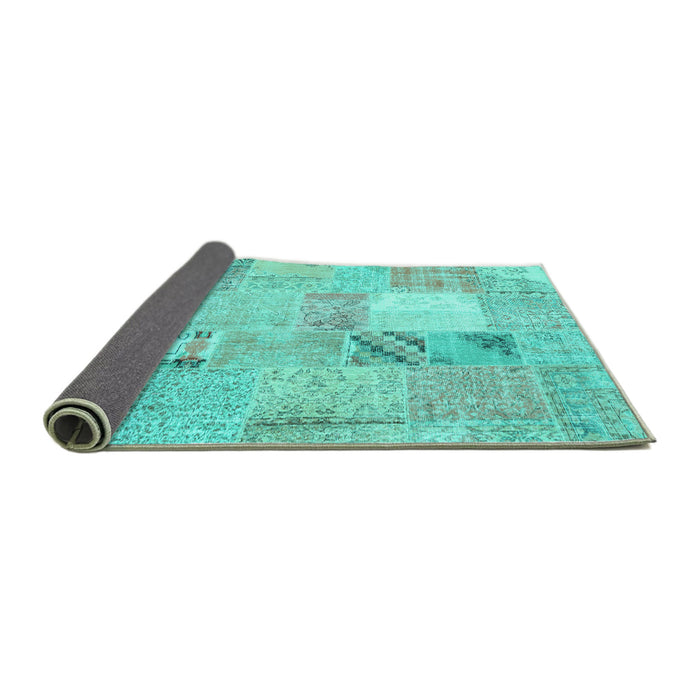 Sideview of Patchwork Turquoise Transitional Rug, con1431turq