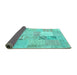 Sideview of Patchwork Turquoise Transitional Rug, con1431turq