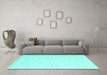 Machine Washable Solid Turquoise Modern Area Rugs in a Living Room,, wshcon1432turq