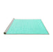 Sideview of Machine Washable Solid Turquoise Modern Area Rugs, wshcon1432turq