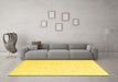 Machine Washable Solid Yellow Modern Rug in a Living Room, wshcon1432yw