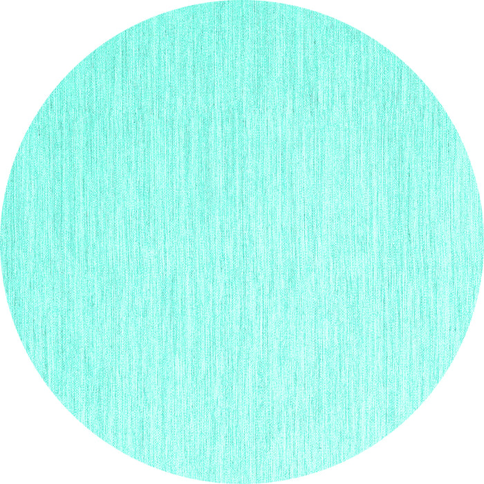Round Machine Washable Solid Turquoise Modern Area Rugs, wshcon1432turq