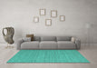 Machine Washable Abstract Turquoise Contemporary Area Rugs in a Living Room,, wshcon1433turq