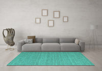 Machine Washable Abstract Turquoise Contemporary Rug, wshcon1433turq