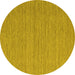 Round Machine Washable Abstract Yellow Contemporary Rug, wshcon1433yw