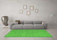 Machine Washable Abstract Green Contemporary Rug, wshcon1433grn