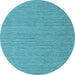 Round Abstract Light Blue Contemporary Rug, con1433lblu